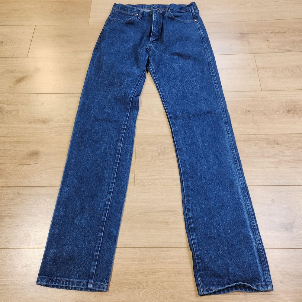 Wrangler 13MWZ Jeans Mens 33x38 Blue Medium Wash Cowboy Cut Straight Denim Pants